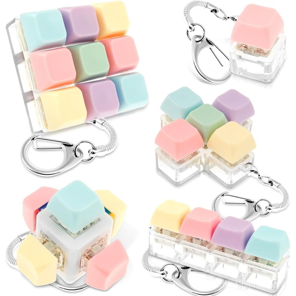 5Pcs Keyboard Toy, Keyboard Clicker Toy, Portable Mechanical Keychain Toy for Stress Relief and Fun,