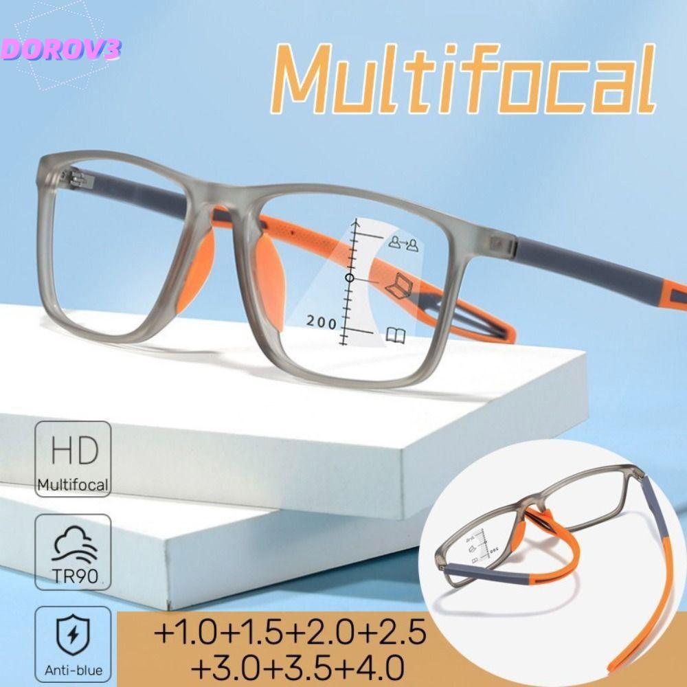 DOROV3 Anti-Blue Light แว่นตา, Blue Blocking Eye Protection แว่นตาสแควร์,แบบพกพา Progressive ใกล้ Far TR90 Ultralight Optical แว่นตาผู้ชายผู้หญิง