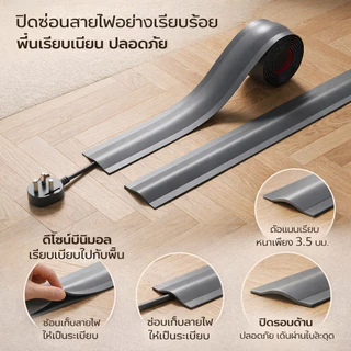 ที่เก็บสายไฟติดผนังโต๊ะทำงาน แถบกาว1-2Mยึดแน่น ซ่อนสายชาร์จคอมพิวเตอร์ สายHDMI ไม่ต้องเจาะ ติดเองได้ รางสายไฟพลาสติกยืดหยุ่น