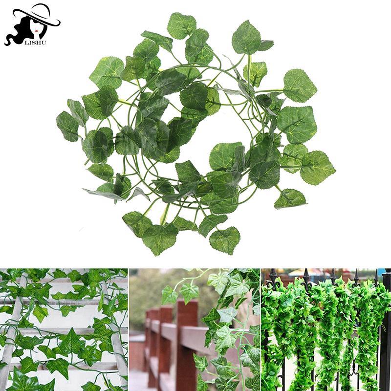 LISHU 2.0m Artficial Vine พืชสีเขียว Leaf แขวนตกแต่งหวาย Liana ผนังใบ th