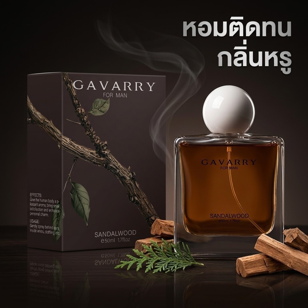 GAVARRY SANDALWOOD 50ml น้ำหอมผู้ชายกลิ่นไม้หอมหรู Woody Musk ติดทนนาน ของแท้ 100% กลิ่นนุ่มลึกสมาร์ทดูแพง – โปรปัง