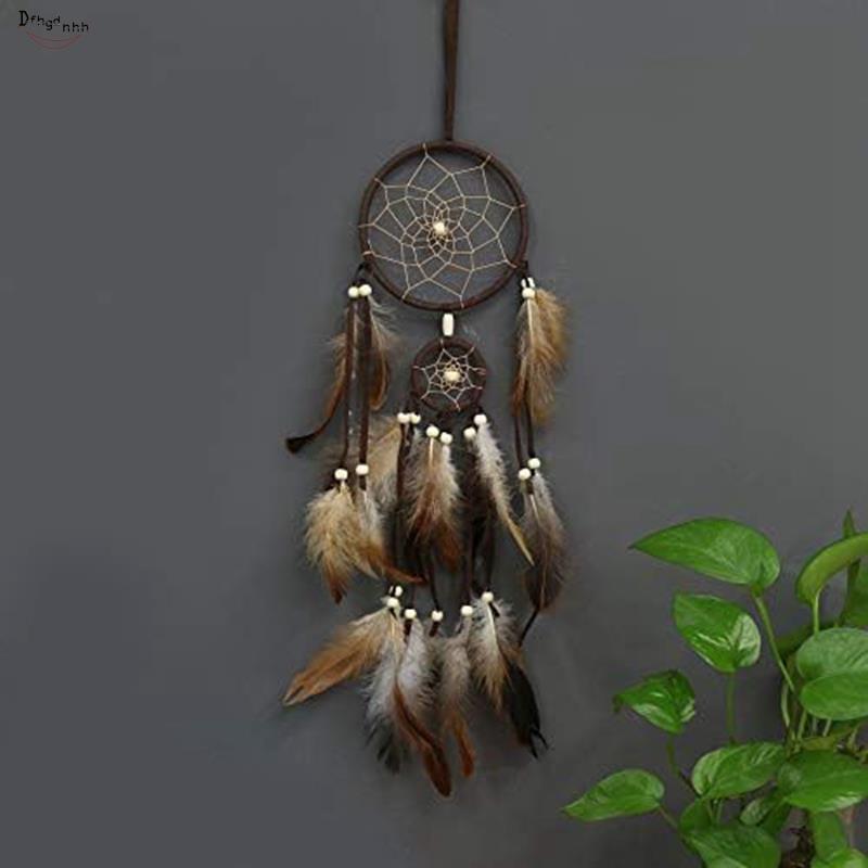Dream Catcher สีน้ําตาลตกแต่ง Dream Catcher ห้องนั่งเล่น Dream Catcher สําหรับแขวนผนัง ตกแต่ง เทศกาล