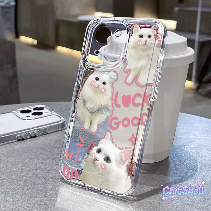 เคสไอโฟน หน้าจอเต็มไปด้วยลูกแมว เคสใส กันกล้อง cho iPhone 11 12 13 14 15 16 ProMax X XR XS Max 7 8Plus-CL