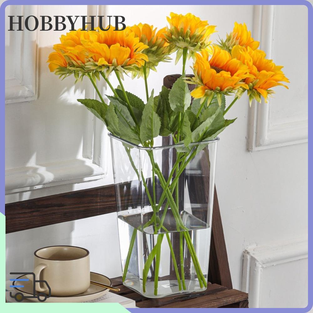 HOBBYHUB แจกันโปร่งใส,พลาสติก Hydroponics กระถางดอกไม้, คุณภาพสูงรอบถังดอกไม้สแควร์ Cafe Rertant