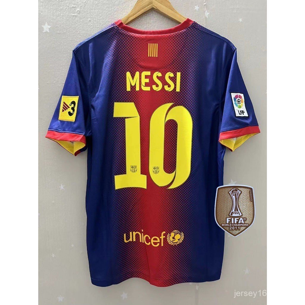 S-XXL เสื้อฟุตบอล Classic Barcelona 12-13 ออกแบบเหมือน Messi และ Neymar Jr.