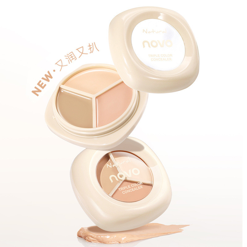 Novo6272 Repairing Tricolor CONCEALER Cover Dark Circles Acne Marks Face Spots Student Party Repairi
