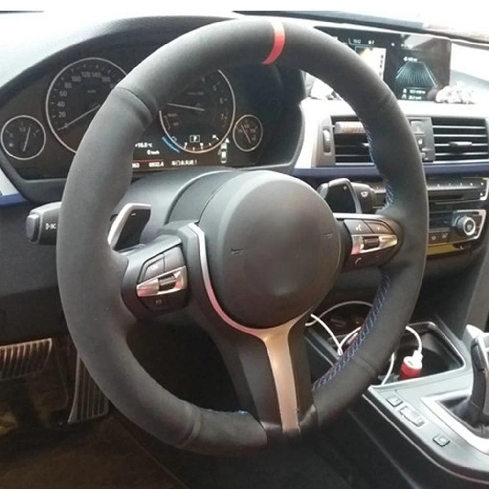 หนังนิ่มสีดําพวงมาลัยรถสําหรับ BMW F87 M2 F80 M3 F82 M4 M5 F12 F13 M6 F85 X5 M F86 F33 X6 M F30 M กี