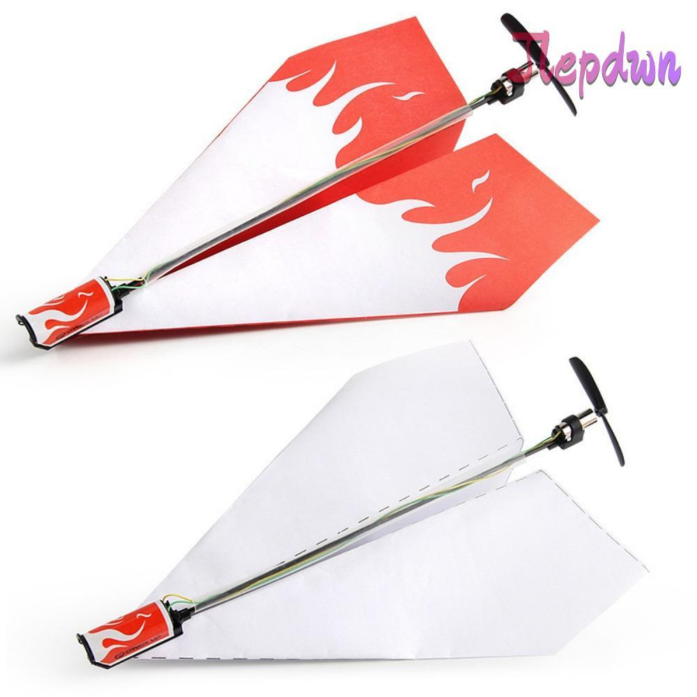 JEPDWN DIY Motor Power Plane, Red & White Paper & Plastic Airplane Rc Folding Paper Model, คุณภาพสูง