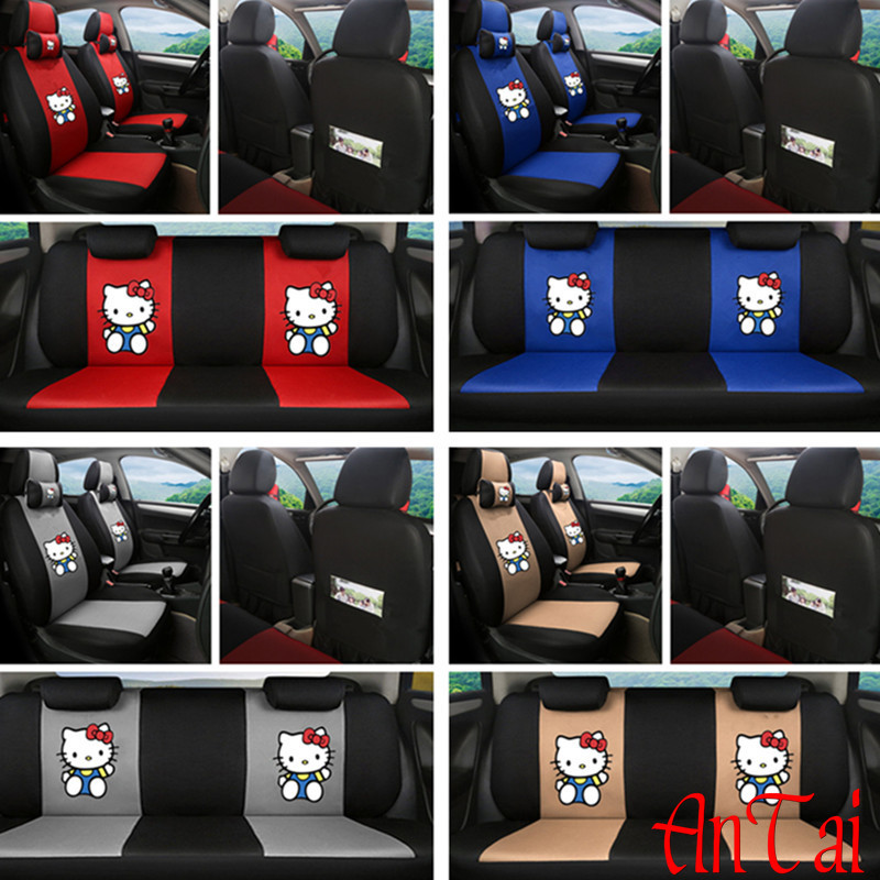 ผ้าคลุมเบาะรถยนต์12pcs วัสดุผ้าแซนวิช ใส่สบายระบายอากาศได้ดี กันฝุ่น ทำความสะอาดง่าย เหมาะสำหรับรถยนต์5ที่นั่ง