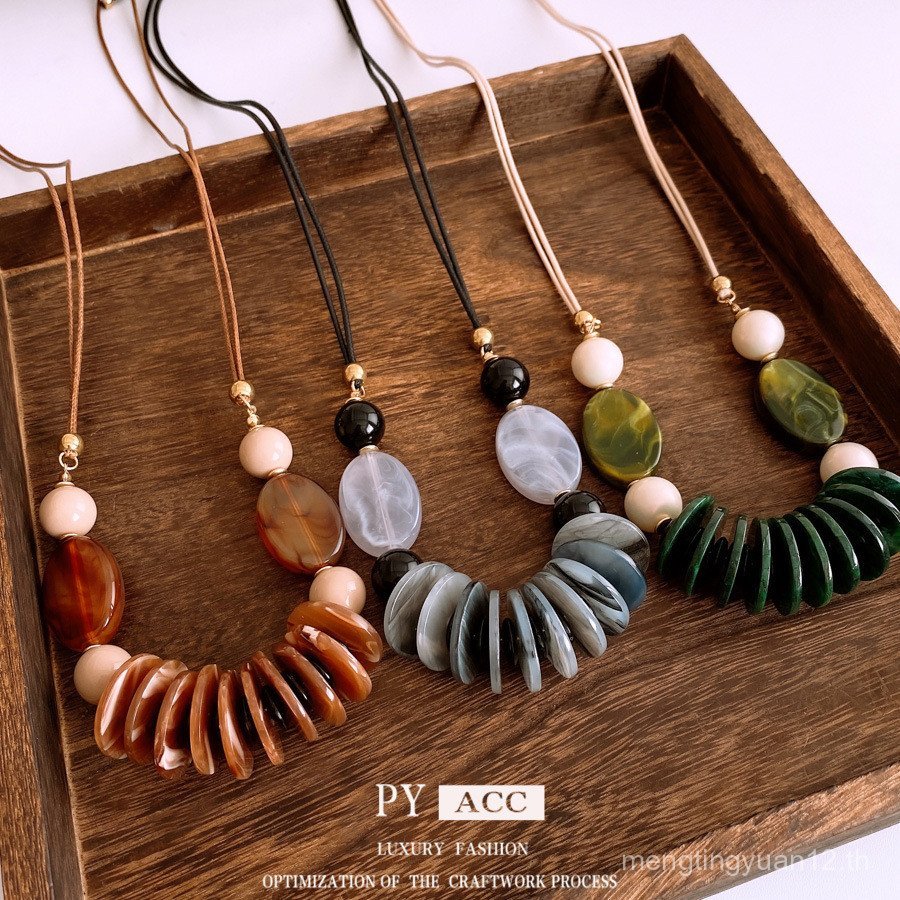 สร้อยคอนาตาไทด์สองชั้นสไตล์คลาสสิก พร้อมโซ่สไตล์โบฮีเมียน MFW3