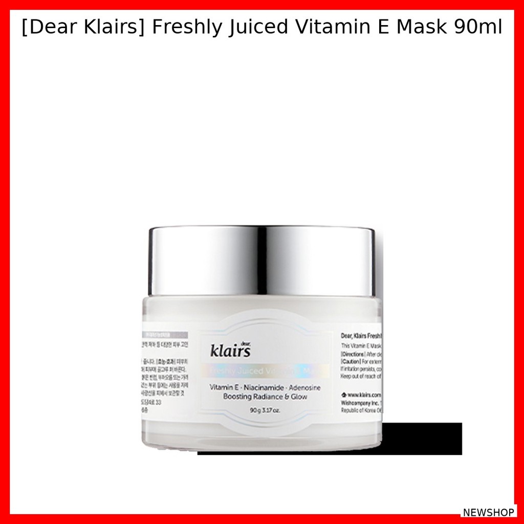 [Dear Klairs] Freshly Juiced Vitamin E Mask 90ml / Radiance, Hydration by NEWSHOP