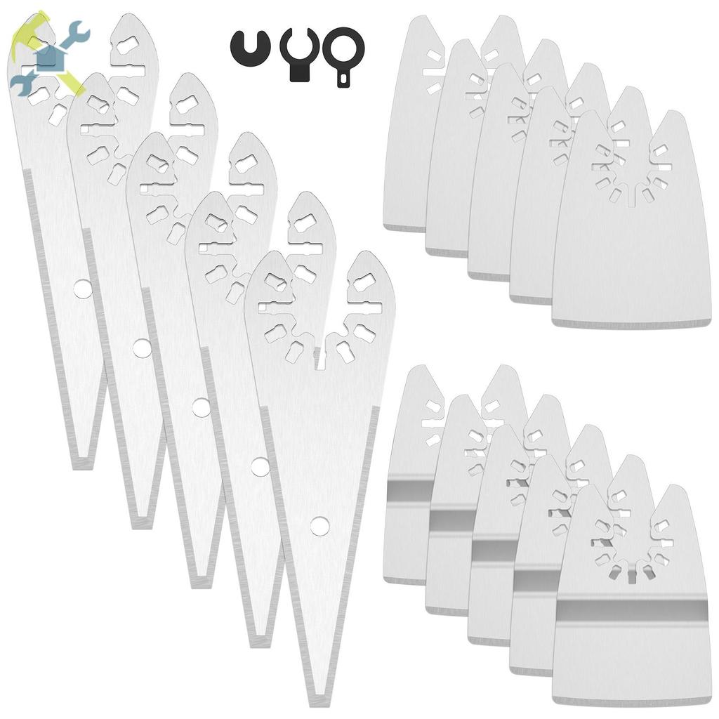 15 ชิ้นเครื่องมือสั่น Scraper ใบมีดชุดสแตนเลส Multitool Scraper ใบมีดสําหรับกระเบื้องกาว SHOPTKC3435