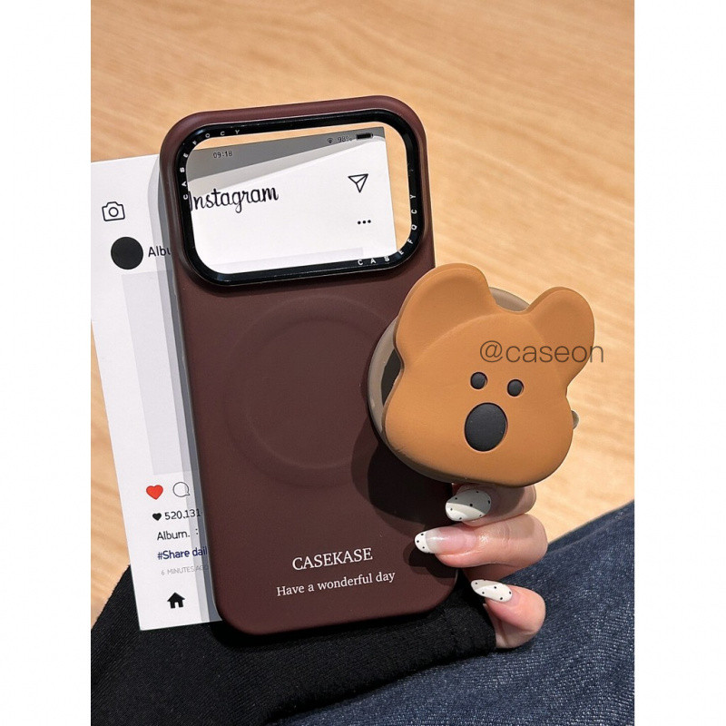 3D ขาตั้งแม่เหล็กการ์ตูนแฟชั่นน่ารักเคสโทรศัพท์สําหรับ IPhone 15 14 17 17 Pro Max 14pro 16pro 15pro 17pro ฝาครอบป้องกัน Hard Glitter Simple Clear