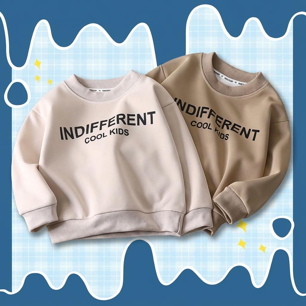 เสื้อสวมหัว สำหรับเด็ก แขนยาว พิมพ์ลายตัวอักษร สไตล์ลำลองทรงหลวม เหมาะสำหรับเด็กชายและเด็กหญิง  LS5112