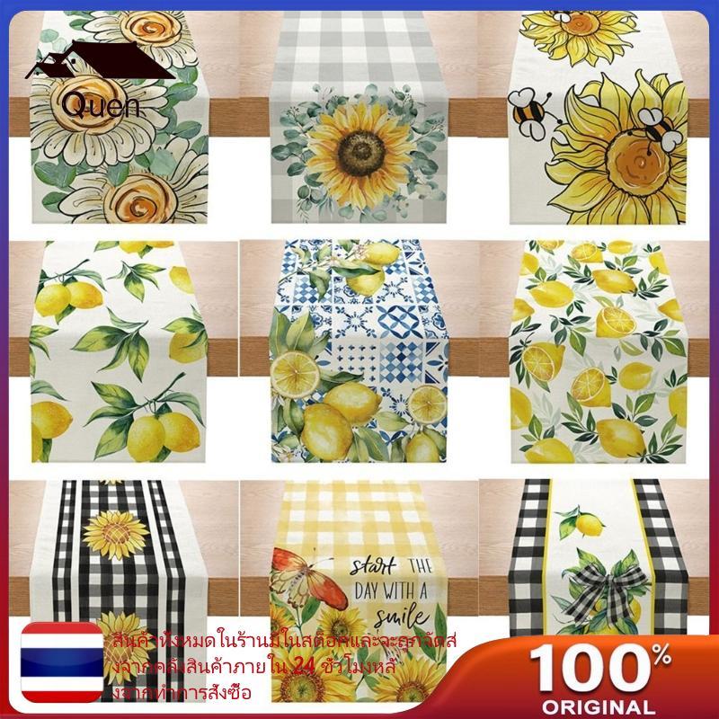 Quyn Sunflowers Table Runners ผ้าปูโต๊ะสําหรับห้องรับประทานอาหารในครัวฤดูใบไม้ผลิฤดูร้อนฤดูใบไม้ร่วง