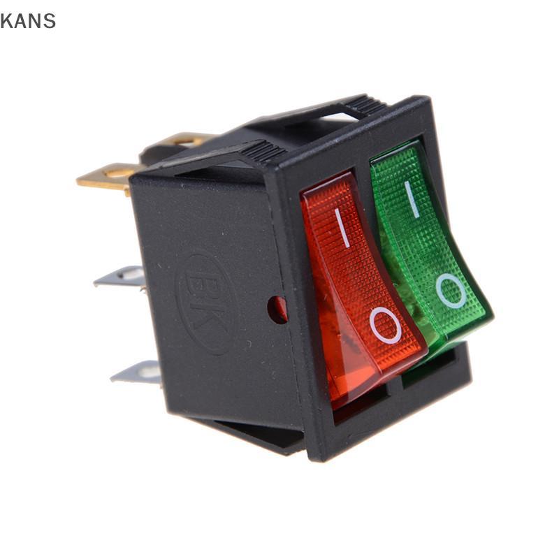 Kans สีแดงสีเขียว 6Pins Double SPST เปิด/ปิดเรือสวิทช์ 16A 250V AC 20A 125V AC wn
