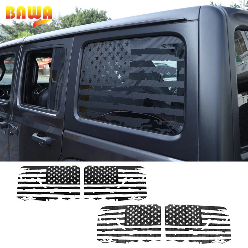 BAWA Car Stickers for Jeep Wrangler JL 4 Door Rear Window Decoration Sticker Interior Accessories fo