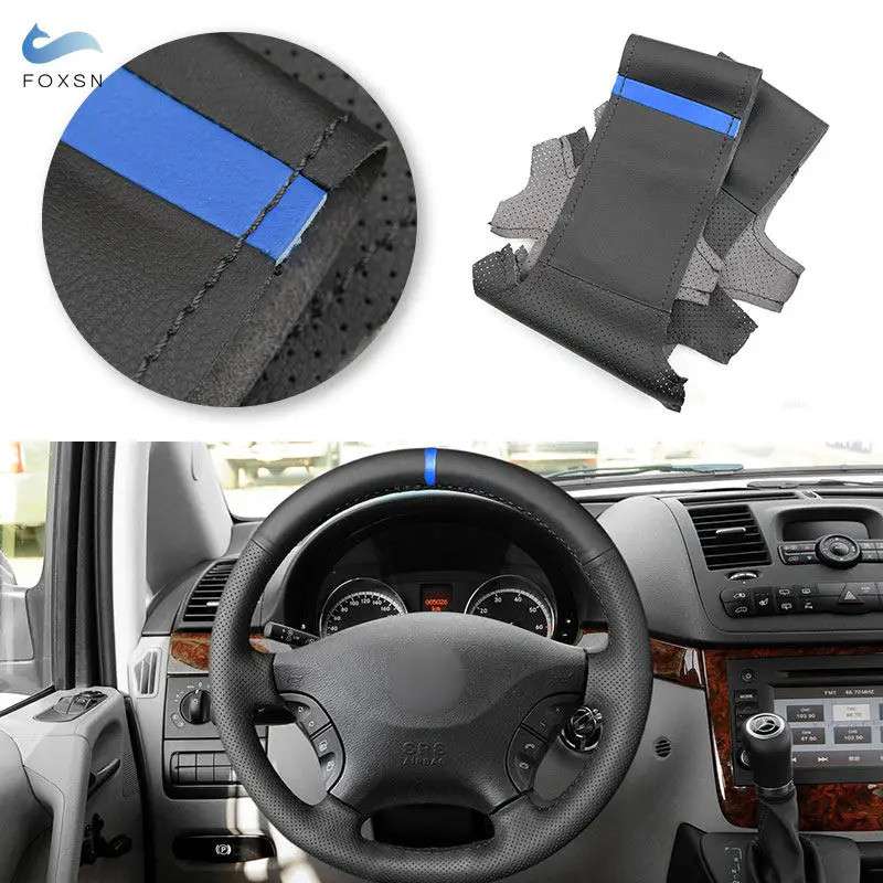 Car Accessories Steering Wheel Cover Leather Trim For Mercedes Benz Vito 2010 - 2015 Viano W639 2006
