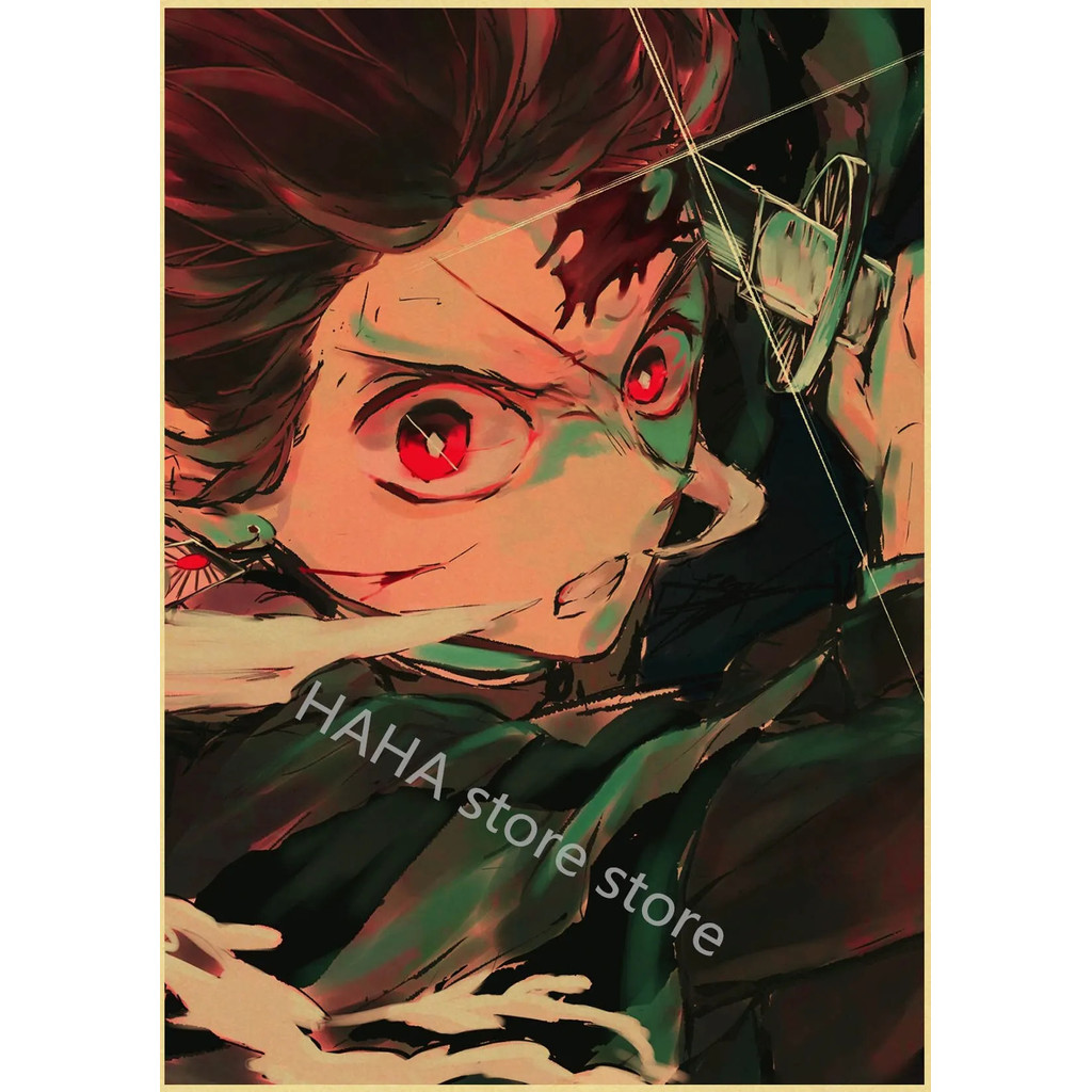 อะนิเมะโปสเตอร์ Jujutsu Kaisen Chainsaw Man กล้วยปลา Retro  Room Bar Cafe Decor Art Wall ภาพวาดโปสเต