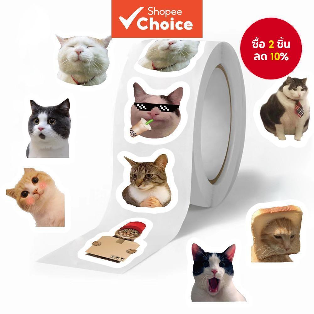 500 ชิ้นแมวน่ารัก Meme สติกเกอร์ม้วน – สติ๊กเกอร์ตกแต่งกันน้ําสําหรับวารสาร, แล็ปท็อปและงานฝีมือ