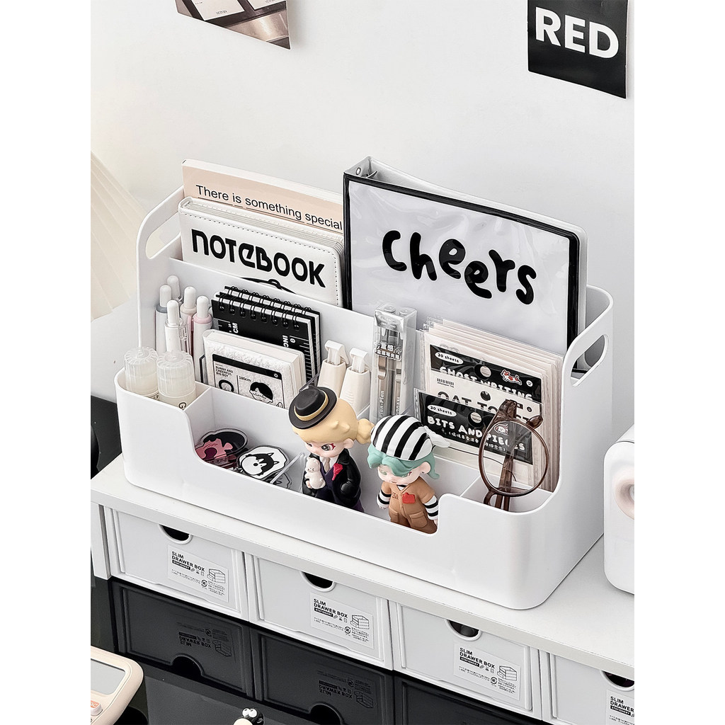 กล่องเก็บของตั้งโต๊ะโต๊ะนักเรียนความจุขนาดใหญ่เครื่องเขียนชั้นเก็บของจิปาถะที่ใส่ปากกาสถานีสํานักงาน