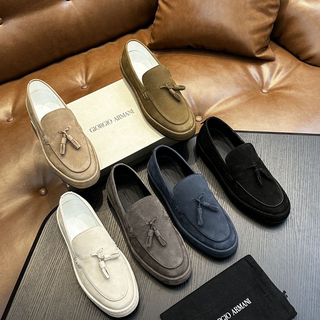 8OCW Giorgio Armani Cross-Border Summer Loafers Slip-On Shoes British Style Genuine Leather Men's Sh