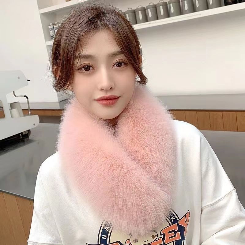 Fox Fox รองเท้าแตะอเนกประสงค์สําหรับห้องครัวสองด้านผ้าพันคอขนสัตว์ผู้หญิงฤดูหนาวสองด้านหนา Simpleyan