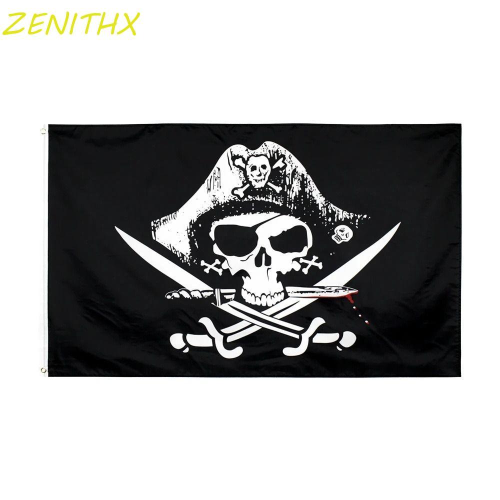 ZENITHX Pirate Flag Cross KTV ฮาโลวีนตกแต่ง Skull Sabres Pirate Crossbones แบนเนอร์