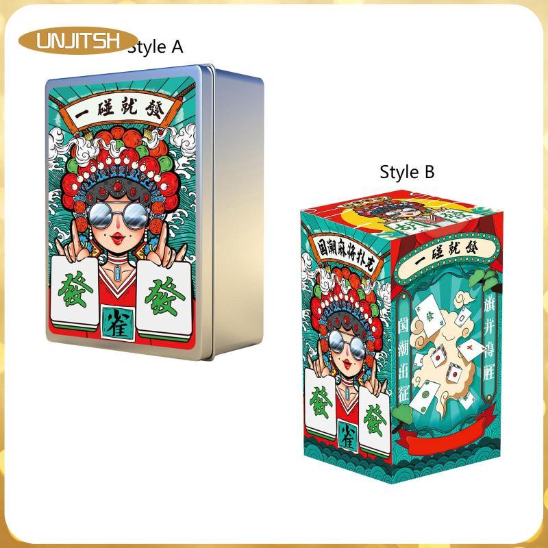 [unjitsh] ไพ่นกกระจอกเล่นไพ่ Mahjong เวลาว่าง กันน้ํา เกมการ์ดกระดาษสําหรับเดินทางเพื่อรวบรวม