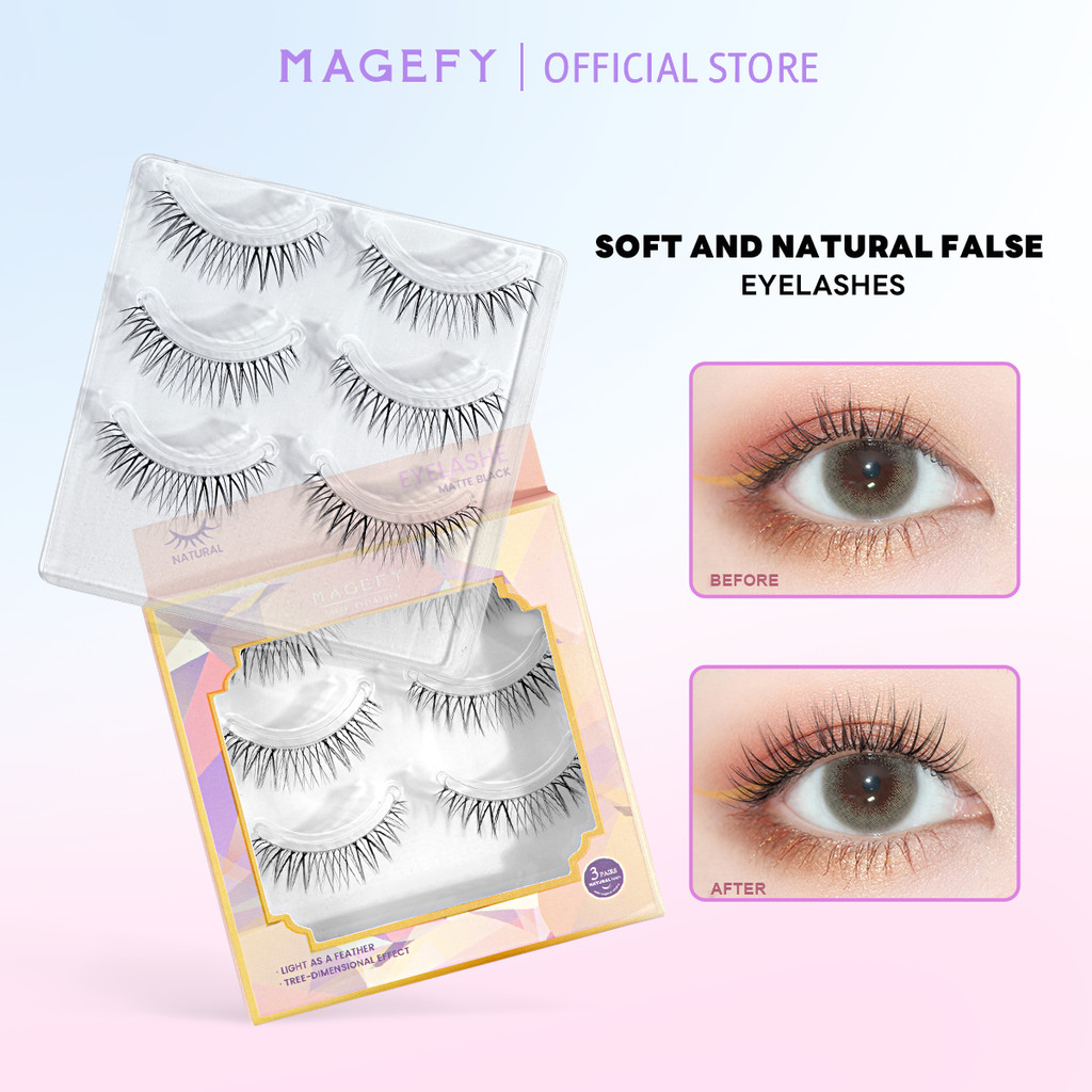 MAGEFY 5D ขนตาปลอม 3คู่ ขนตาปลอมธรรมชาติ ขนตา ขนมิงค์ แบบธรรมชาติ Eyelashes 7214