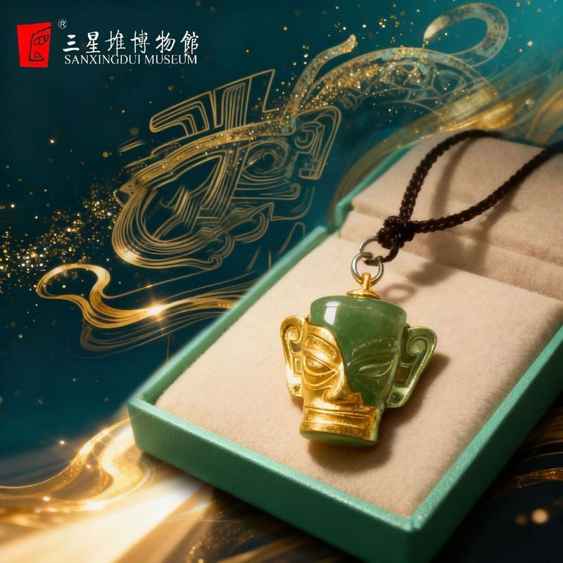 Samsung Dui Museum Cultural Creative Jade Shadow Silver Gold-Plated สร้อยคอจี้ของขวัญวันเกิดเด็ก Hig