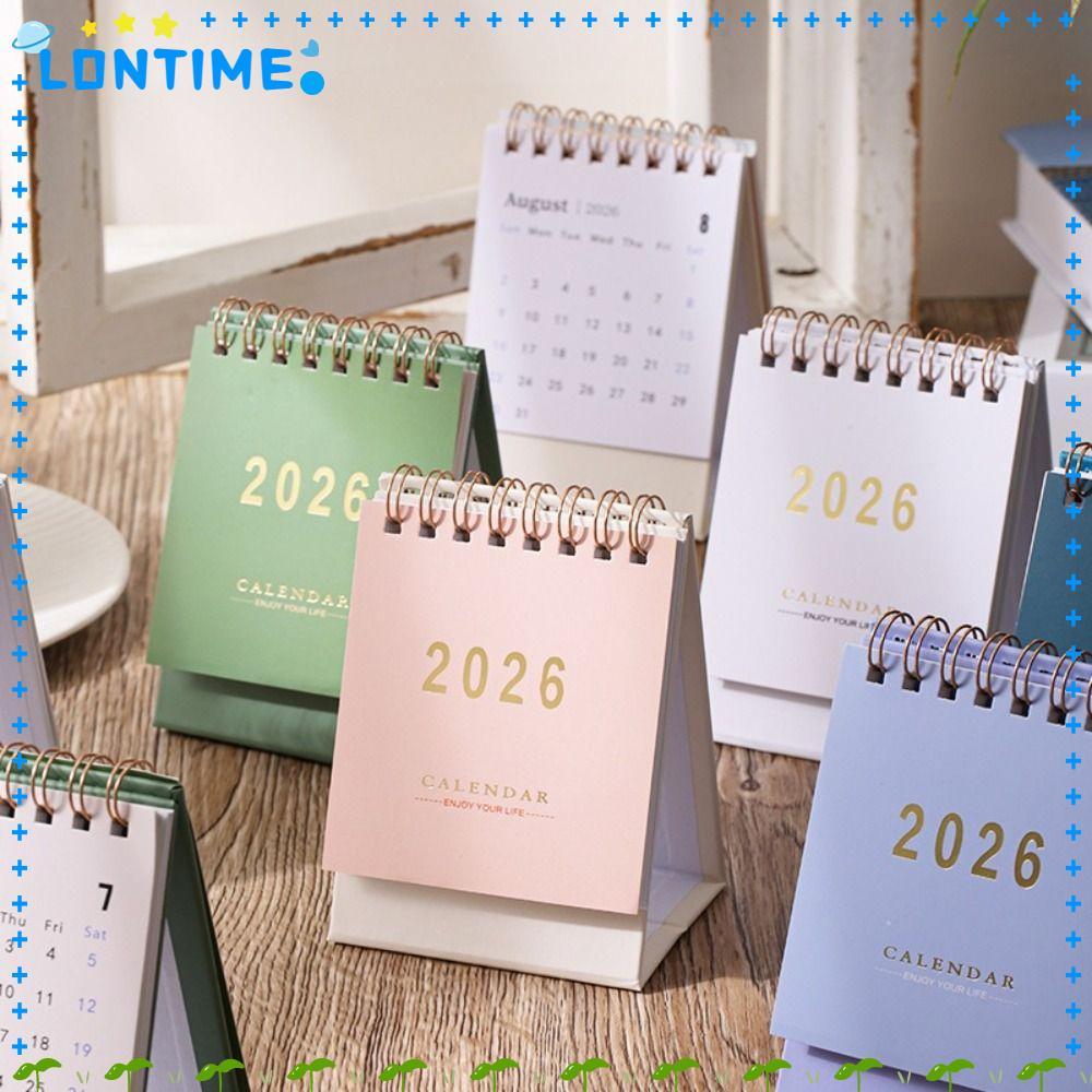 ปฏิทินตั้งโต๊ะ LONTIME กระดาษหนาขนาดเล็ก อุปกรณ์วางแผนรายวัน การวางแผนออกเดท มินิออกแบบเขียนบันทึกขดลวดผูกโต๊ะวางแผนสํานักงานใช้