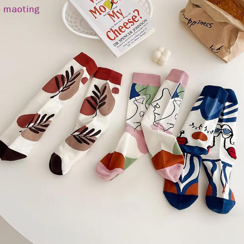 [เหมา] 1คู่แฟชั่นภาพวาดสีน้ํามันศิลปะพิมพ์อ่อนนุ่มระบายอากาศถุงเท้าสบายๆการ์ตูนที่สง่างามกราฟฟิตีผู้หญิงถุงเท้าหลอด[] - รูปที่ 6