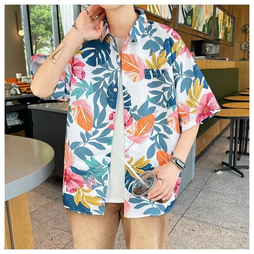 ผู้หญิงเสื้อแขนสั้นพิมพ์ลายดอกไม้เสื้อเชิ้ตลายดอกไม้ผู้ชายผ้านุ่ม ระบายอากาศดีใส่สบายทุกวัน เทศกาลสงกราะห์ เทศกาลสงกรานต ราคาถูก Shopee Lazada