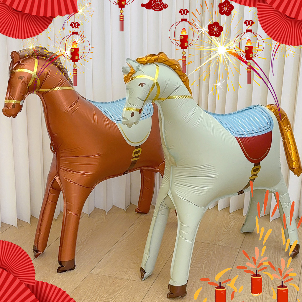 เทศกาลฤดูใบไม้ผลิจีนธีมบอลลูนยืน 3 มิติ-2026ม้าปีอวยพรโชคดีลูกโป่งอลูมิเนียมฟอยล์ - รูปที่ 6