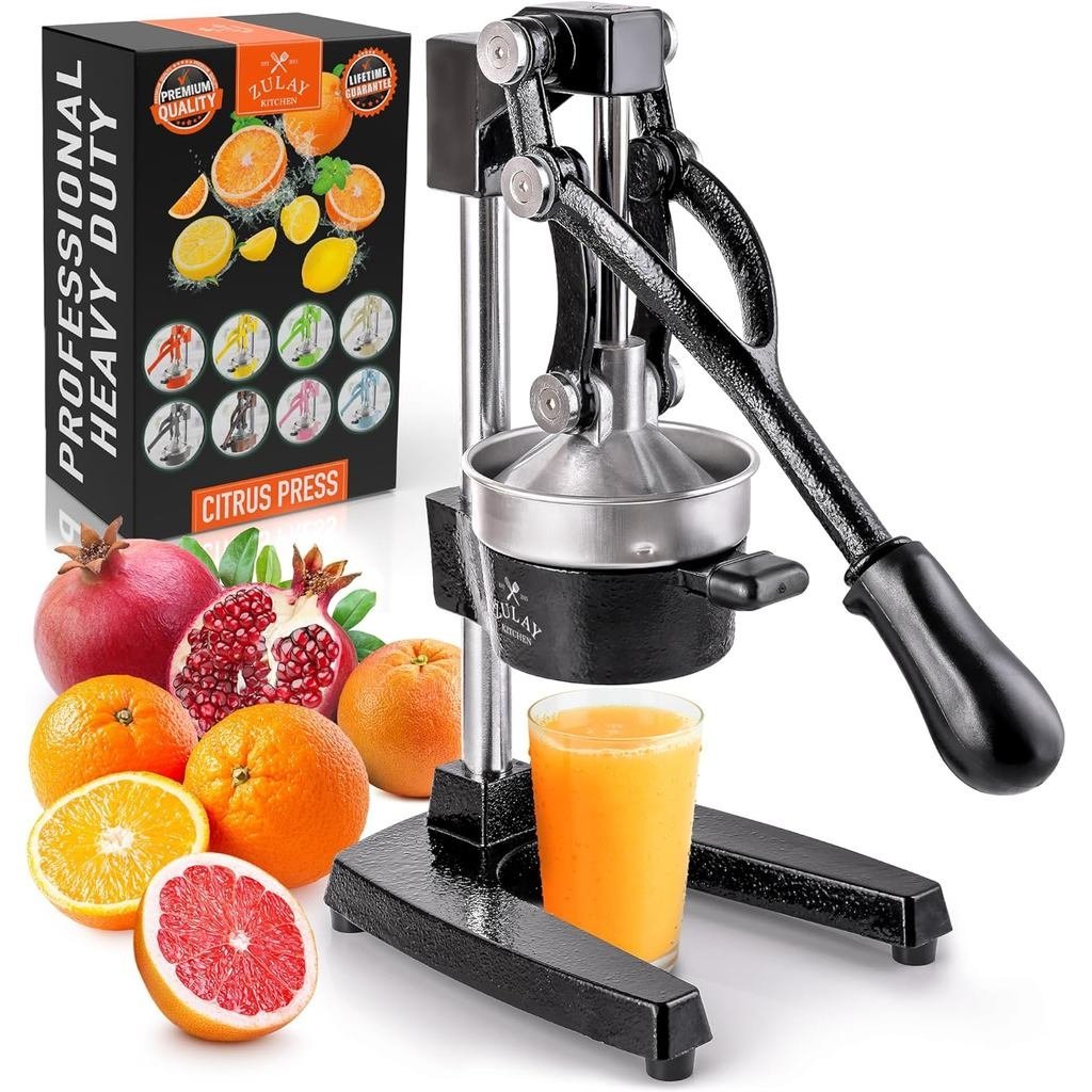 Zulay Kitchen Cast Iron Juicer - Easy-to-Clean Heavy-Duty Manual Juicer, Professional Citrus Juicer 