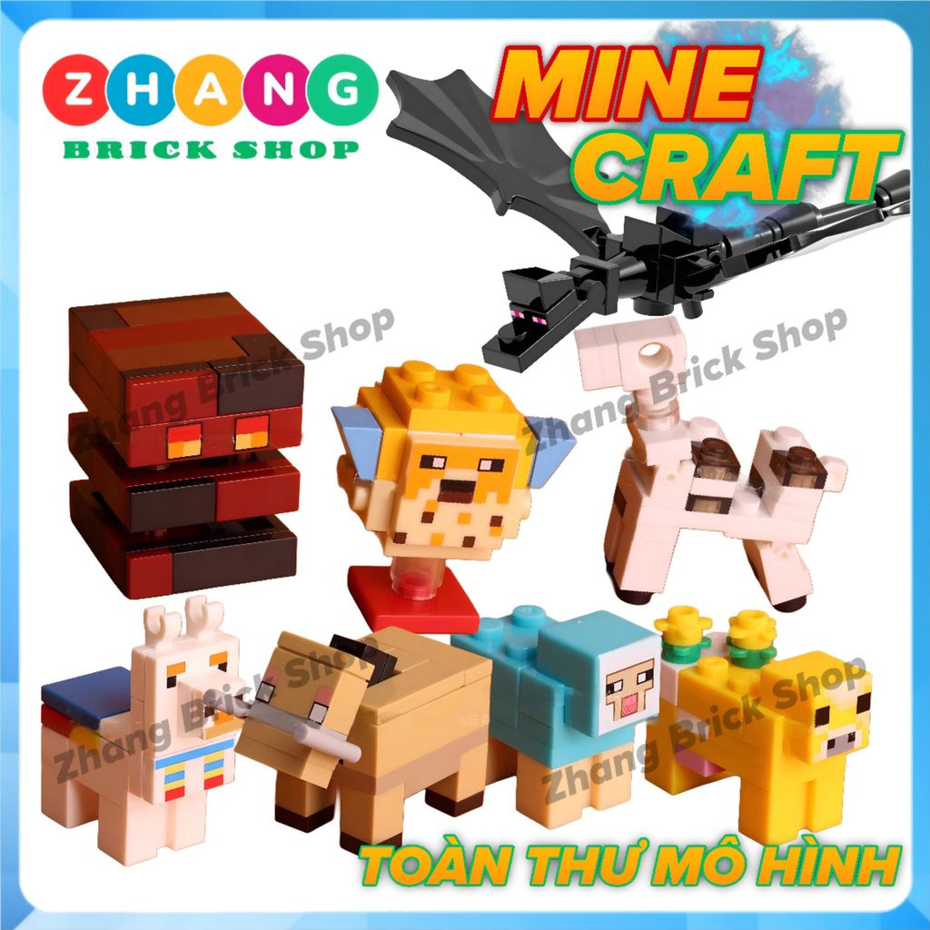 Minecraft Mine Blocks Hoglin - Ender Dragon - Magma Cube - Pufferfish Xinh X0311 Zhang Brick Shop