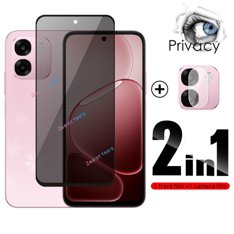 2in1 ป้องกันหน้าจอสําหรับ Oppo A6 5G 4G Global Version ความเป็นส่วนตัวกระจกนิรภัยเลนส์กล้อง Soft Fibre ฟิล์มแก้วไม่มีลายนิ้วมือปลดล็อคฟังก์ชั่น