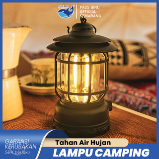 Paus Biru - Lampu Camping Outdoor Lentera Retro LED Berkemah Emergency Baterai Tahan Lama Anti Air