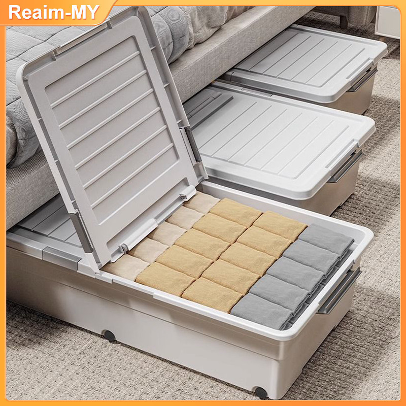 Transparent Storage Box With Wheels Under The Bed Clothes Organizer Storage Cabinet With Lid Storage
