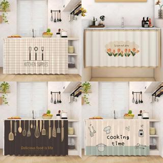 ผ้าม่านตู้ครัวกํามะหยี่พรีเมี่ยมพร้อมราง - สไตล์เรียบง่ายสดส…