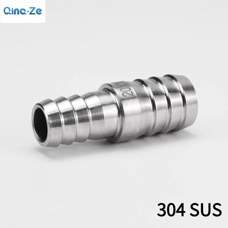 สแตนเลส 2 ทางตรงท่อ Barb Connector 304 SUS Barbed ท่อลด Coupler