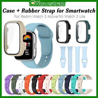 สายซิลิโคน เปลือกแข็ง for Redmi Watch 3 Active เปลี่ยนสาย กระจกนิรภัย ฝาครอบป้องกันหน้าจอ for Xiaomi Mi Watch 3 Lite เคส