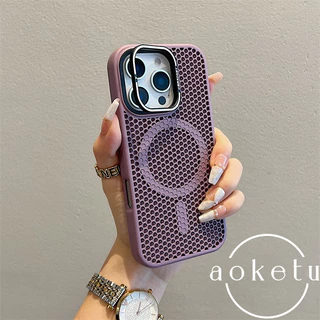 ตาข่ายกระจายความร้อนวงเล็บโลหะระบายอากาศเคสโทรศัพท์แม่เหล็กเหมาะสําหรับ ไอโฟน 11 12 13 14 15 16 มือโปร สูงสุด รวมทุกอย่างซิลิโคนป้องกันการตกปกแข็ง