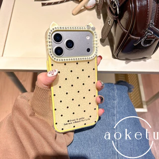 Minimalist Wave Sparkling Powder Luxury Cat Ear Water Diamond 2-in-1 Case 17 เหมาะสําหรับ iPhone 17 Pro Max Apple 17 Pro ถุงลมนิรภัย Anti Drop เคสโทรศัพท์ฝาครอบป้องกัน