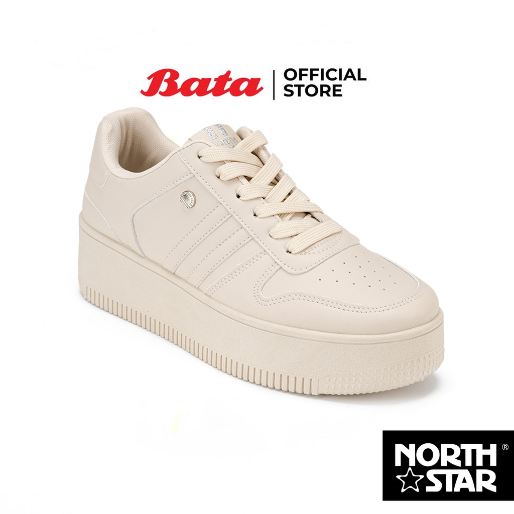 Bata บาจา North Star รองเท้าผ้าใบสนีคเกอร์แบบผูกเชือก สำหรับผู้หญิง รุ่น MAYO สีเบจ รหัส 5208152 สีขาว 5201152