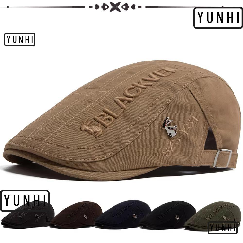 YUNHI หมวกเบเร่สำหรับผู้ชาย สไตล์เนวส์บอย ทำจากวัสดุที่ระบายอากาศได้ดี สวมใส่ง่ายและทันสมัย