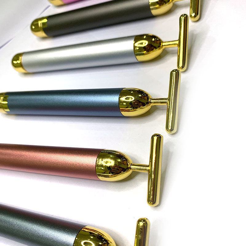 ผู้ผลิตขายส่ง Beauty Stick เครื่องมือเสริมความงาม 24K Gold Beauty Stick Vibrating T-Shaped Beauty In