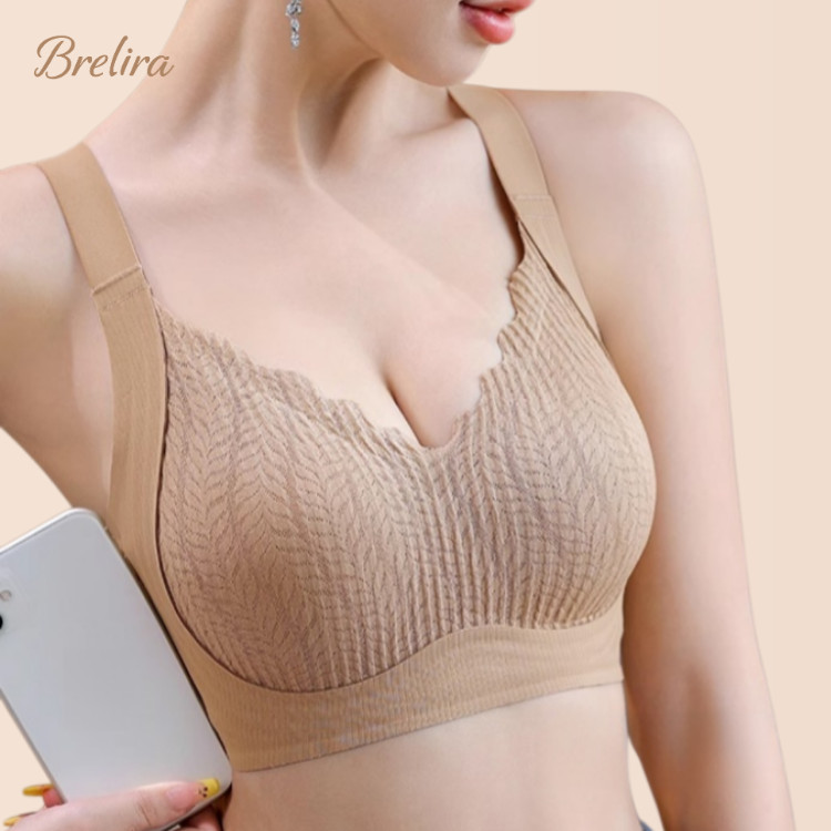 『Brelira』 บราลูกไม้ไร้โครง ช่วยพยุงทรง ป้องกันหน้าอกหย่อนคล้อย ยกกระชับ ไร้ตะเข็บ นุ่มพิเศษ ทรงเต็มคัพ ระบายอากาศได้ดี ชุดชั้นในสตรี