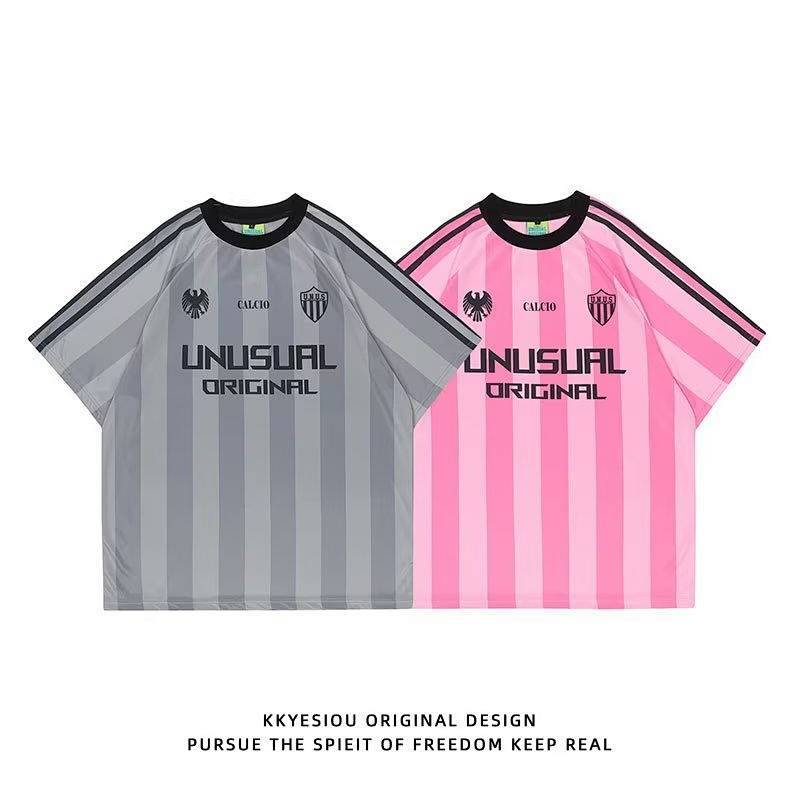 American Striped Pink Jersey Sports Men and Women Loose Casual Sports Style Short Sleeve T-shirt Ge8